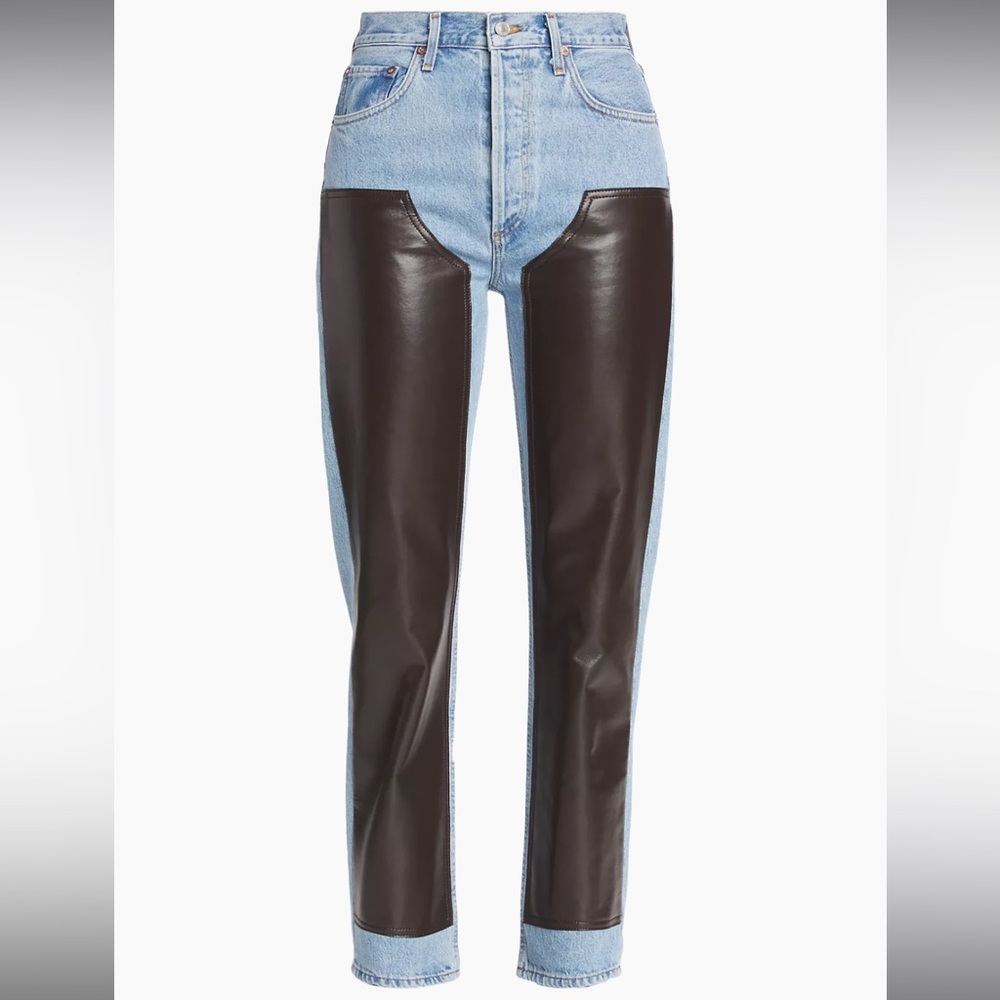 Ryder High-Rise Leather-Panel Jeans
